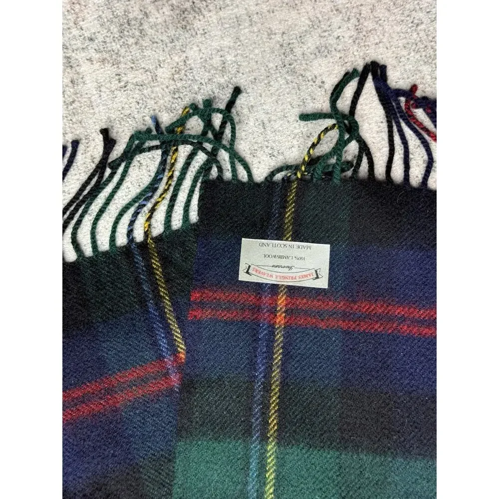 VTG James Pringle Weaver 100% Wool Scarf Made In Scotland Plaid Tartan Preppy